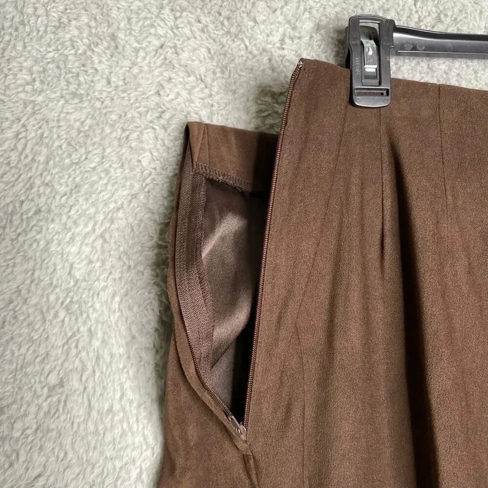 Susan Graver brown pull on pants soft office career business classic capsule 1X - Picture 2 of 11